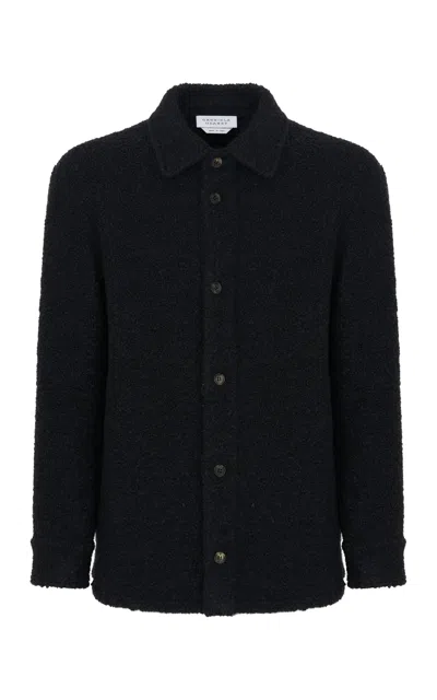 Shop Gabriela Hearst Drew Overshirt In Black Cashmere Boucle