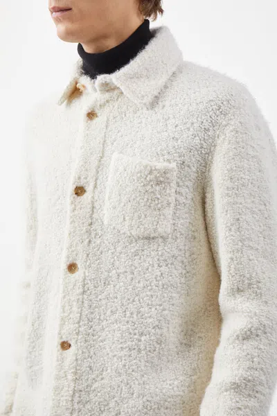 Shop Gabriela Hearst Drew Overshirt In Ivory Cashmere Boucle