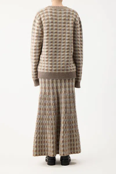 Shop Gabriela Hearst Drew Skirt In Multi Ivory Cashmere In Ivory Multi