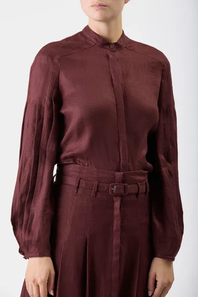 Gabriela Hearst Dugald Pleated Skirt In Deep Bordeaux Linen In Deep Bordeaux