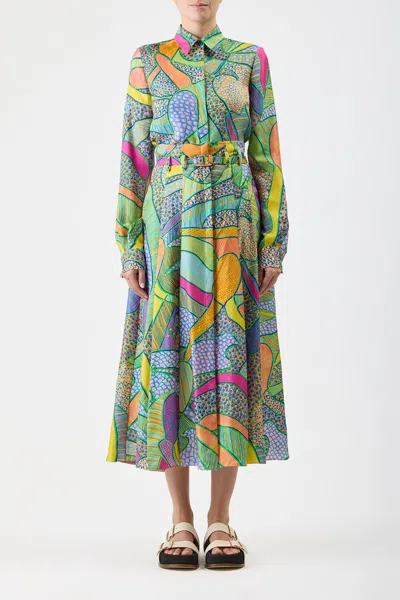 Gabriela Hearst Dugald Pleated Skirt In Printed Silk In Multicolor