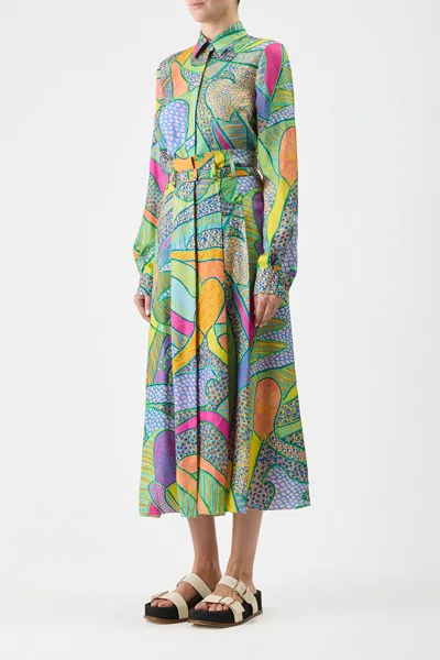 Gabriela Hearst Dugald Pleated Skirt In Printed Silk In Multicolor