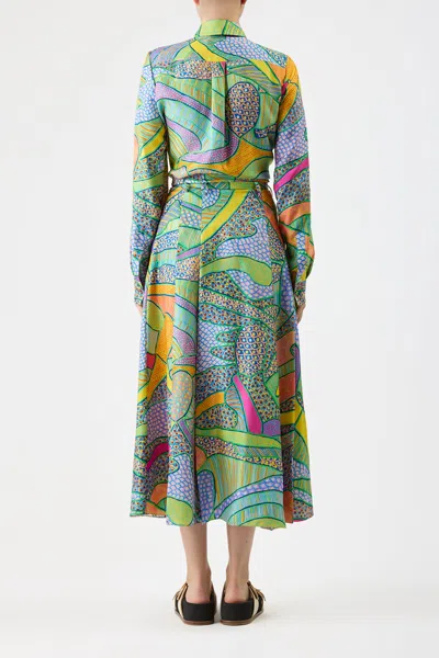Gabriela Hearst Dugald Pleated Skirt In Printed Silk In Multicolor