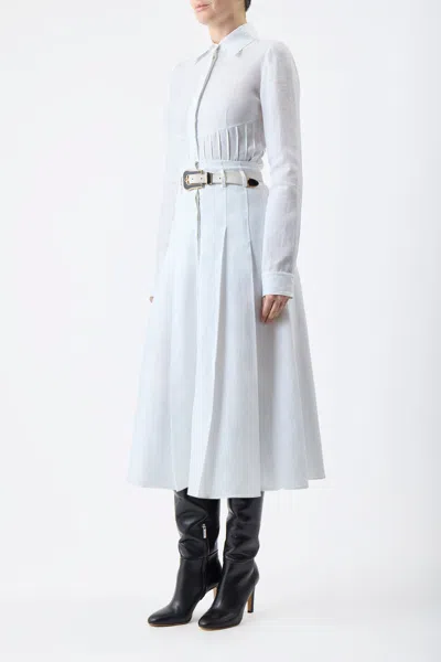 Shop Gabriela Hearst Dugald Pleated Skirt In White Aloe Linen