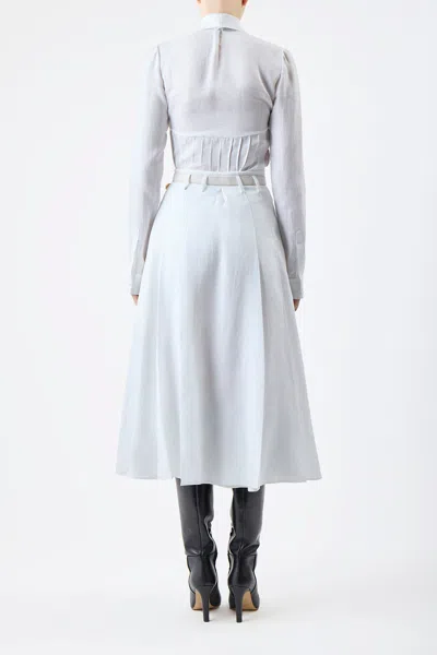 Gabriela Hearst Dugald Pleated Belted Linen Midi Skirt In White