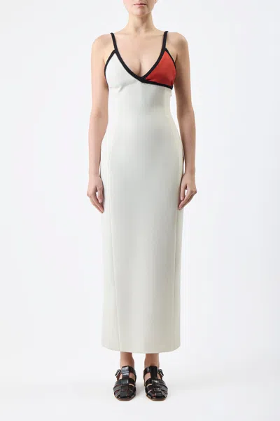 Shop Gabriela Hearst Edina Dress In Ivory Double-face Wool Crepe In Ivory/red/black