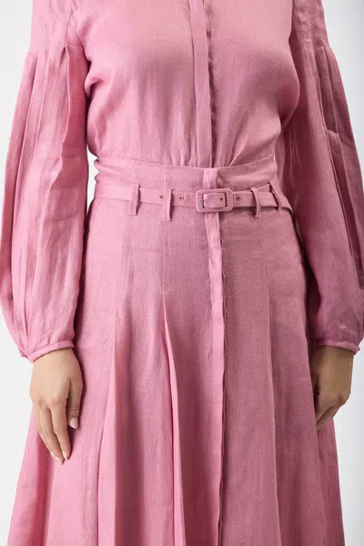 Shop Gabriela Hearst Dugald Pleated Skirt In Rose Quartz Linen