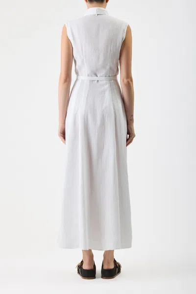 Shop Gabriela Hearst Durand Shirt Dress In White Aloe Linen
