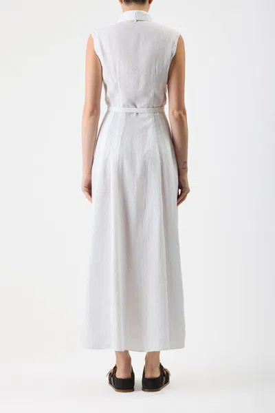 Shop Gabriela Hearst Durand Pleated Dress In White Aloe Linen