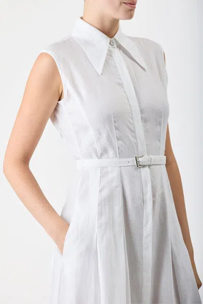 Shop Gabriela Hearst Durand Pleated Dress In White Aloe Linen