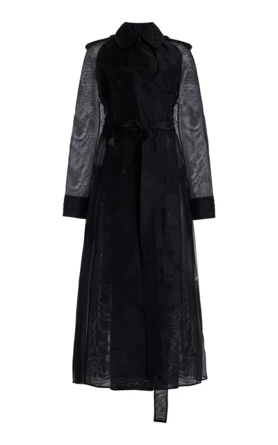 Shop Gabriela Hearst Eithne Sheer Trench Coat In Black Silk Organza