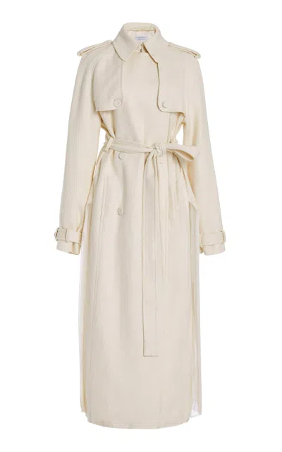 Shop Gabriela Hearst Eithne Trench Coat In Ivory Silk Wool Slub