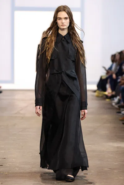 Gabriela Hearst Eithne Belted Silk Trench Coat In Black