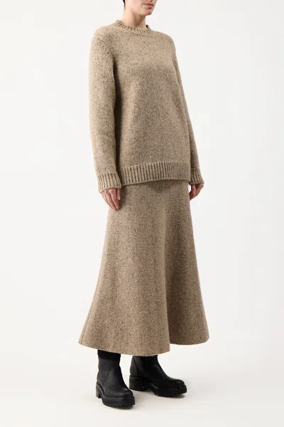 Shop Gabriela Hearst Eden Knit Skirt In Oatmeal Multi Aran Cashmere