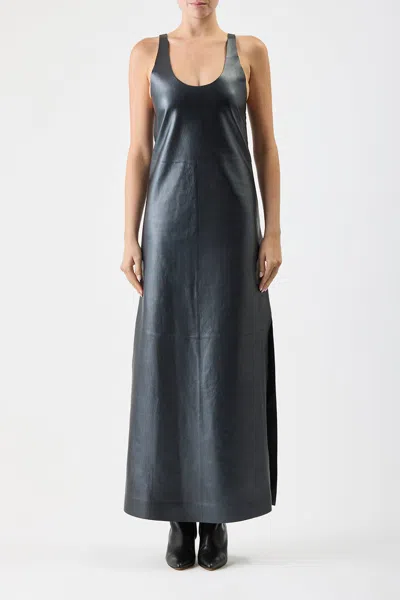Shop Gabriela Hearst Ellson Dress In Black Metallic Nappa Leather