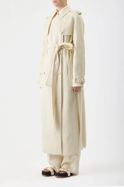 Shop Gabriela Hearst Eithne Trench Coat In Ivory Silk Wool Slub