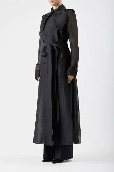 Shop Gabriela Hearst Eithne Sheer Trench Coat In Black Silk Organza