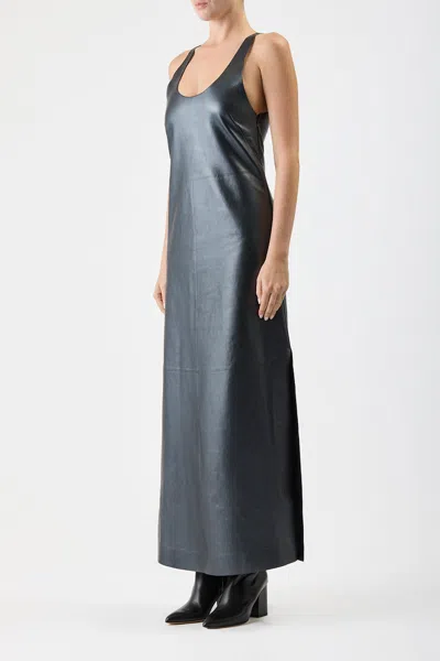 Shop Gabriela Hearst Ellson Dress In Black Metallic Leather