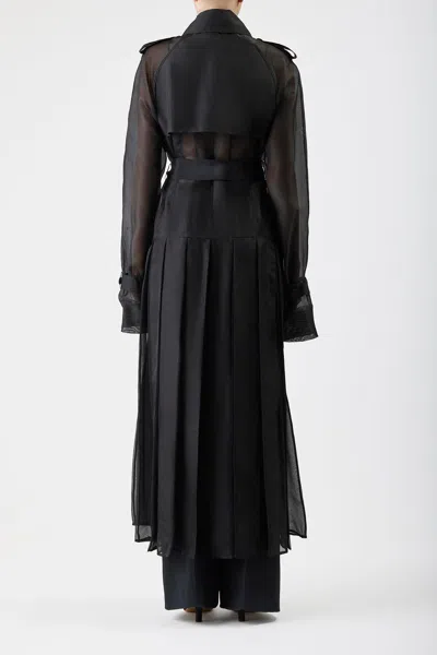 Shop Gabriela Hearst Eithne Sheer Trench Coat In Black Silk Organza