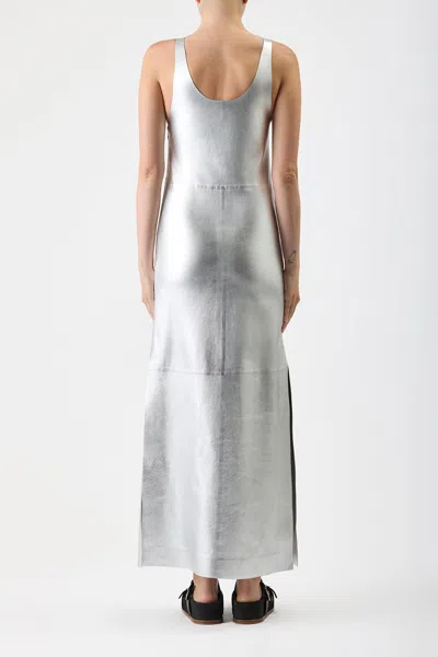 Shop Gabriela Hearst Ellson Dress In Silver Metallic Leather