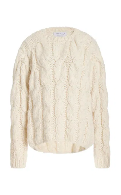Shop Gabriela Hearst Ember Knit Sweater In Ivory Welfat Cashmere
