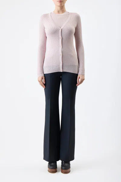 Shop Gabriela Hearst Emma Pointelle Knit Cardigan In Blush Cashmere Silk