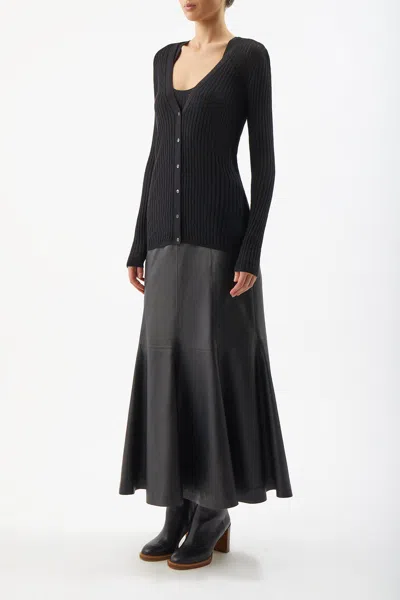 Gabriela Hearst Emma Pointelle Knit Cardigan In Black Cashmere Silk In Black