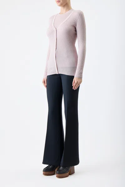 Shop Gabriela Hearst Emma Pointelle Knit Cardigan In Blush Cashmere Silk