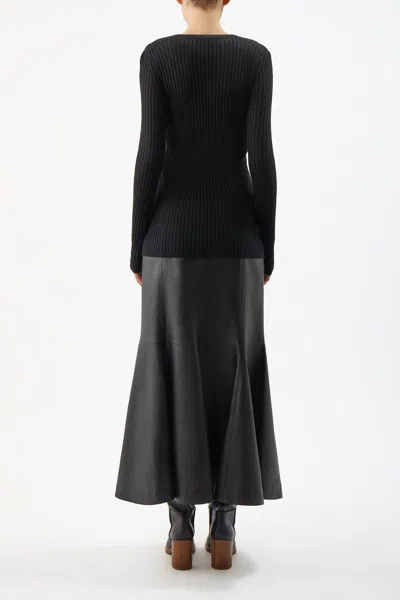 Gabriela Hearst Emma Pointelle Knit Cardigan In Black Cashmere Silk In Black