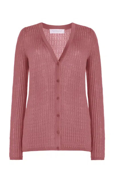 Gabriela Hearst Emma Pointelle Knit Cardigan In Rose Quartz Cashmere Silk In Rose Quartz