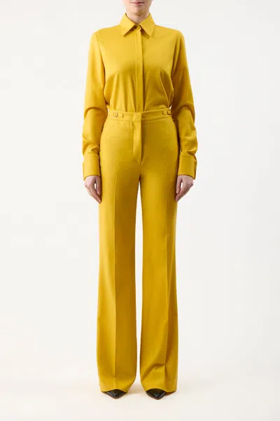 Gabriela Hearst Etlin Shirt In Golden Birch Superfine Wool In Golden Birch