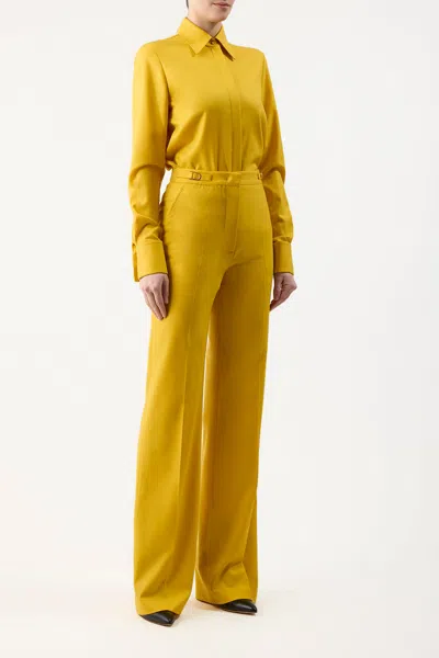 Gabriela Hearst Etlin Shirt In Golden Birch Superfine Wool In Golden Birch