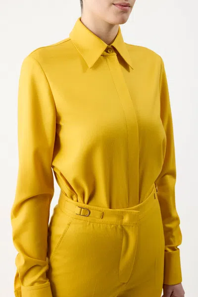 Gabriela Hearst Etlin Shirt In Golden Birch Superfine Wool In Golden Birch