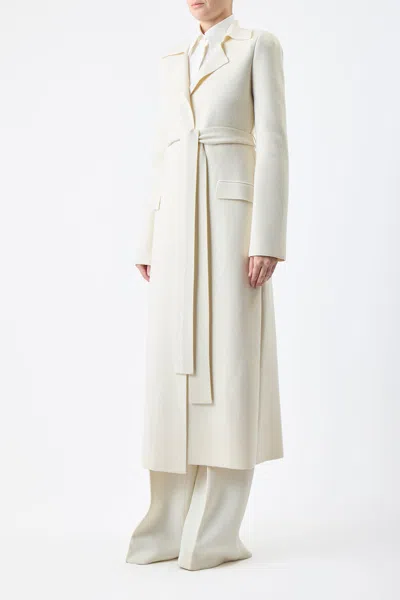 Shop Gabriela Hearst Evan Knit Trench Coat In Ivory Wool