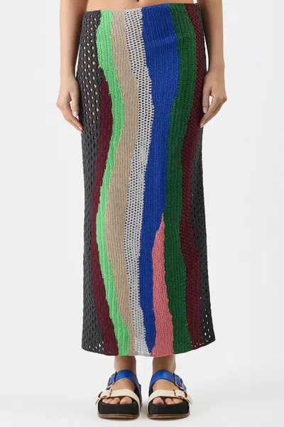 Gabriela Hearst Fatima Crochted Cashmere Midi Skirt In Multi