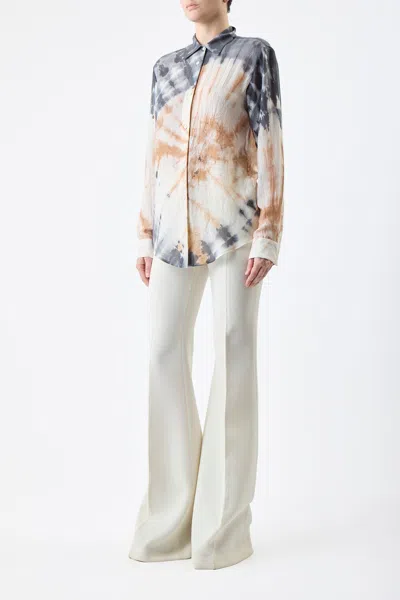 Shop Gabriela Hearst Ferrara Shirt In Camel Multi Tie Dye Cashmere Silk Gauze