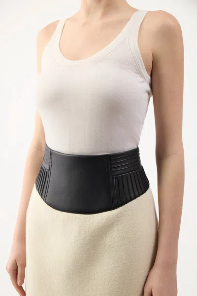 Shop Gabriela Hearst Felix Skirt In Ivory Double-face Recycled Cashmere Felt With Leather Waistband