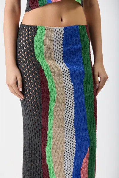 Gabriela Hearst Fatima Crochted Cashmere Midi Skirt In Multi