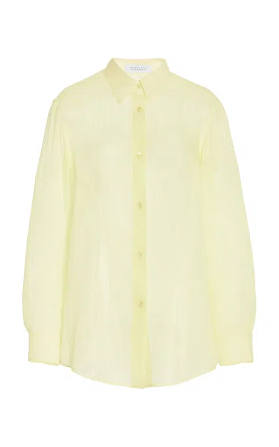 Shop Gabriela Hearst Ferrara Shirt In Cashmere Gause In Lime Adamite