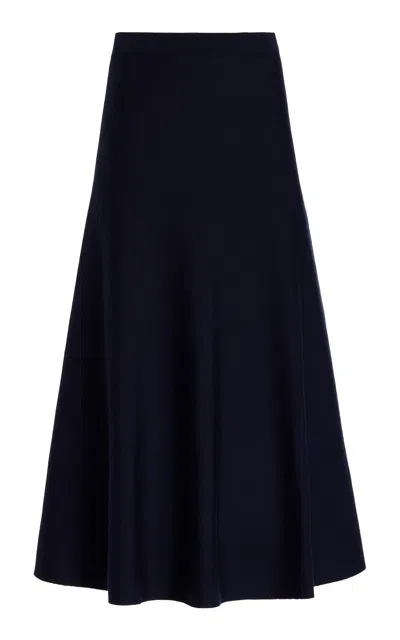 Shop Gabriela Hearst Freddie Skirt In Dark Navy Cashmere Wool