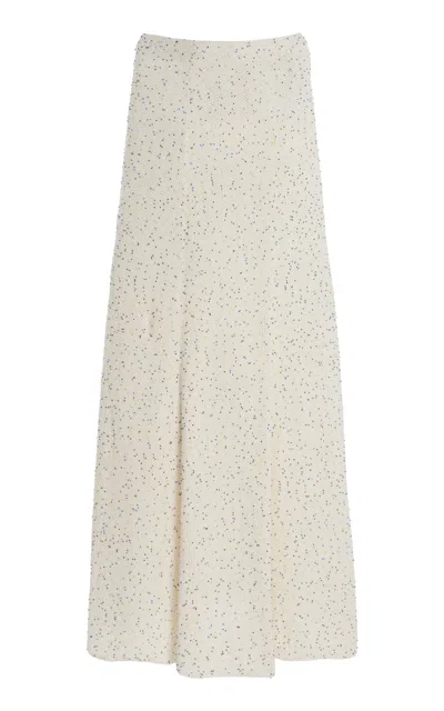 Shop Gabriela Hearst Floris Knit Skirt In White Beaded Silk In White/multi