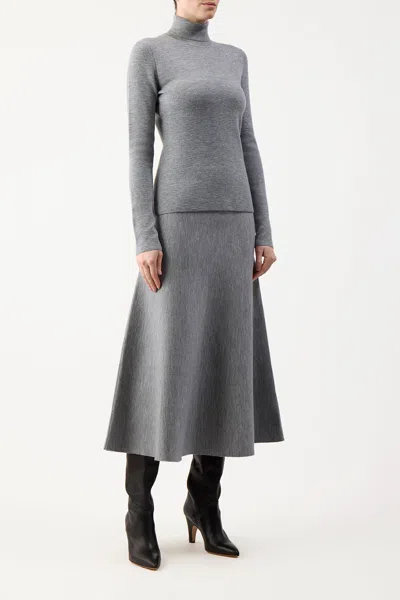 Gabriela Hearst Freddie Midi Wool-cashmere Skirt In Heather Grey