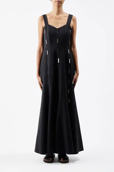 Gabriela Hearst Gail Dress In Wool With Gold Bars In Black