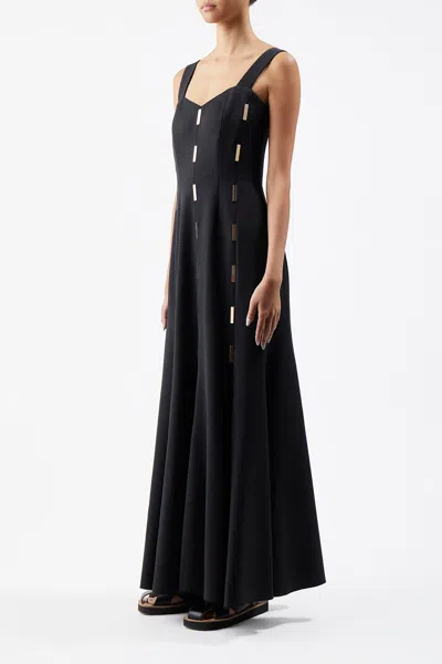 Gabriela Hearst Gail Dress In Wool With Gold Bars In Black