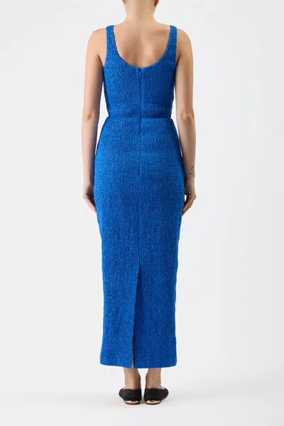 Gabriela Hearst Girard Dress In Sapphire Shirred Aloe Linen In Sapphire
