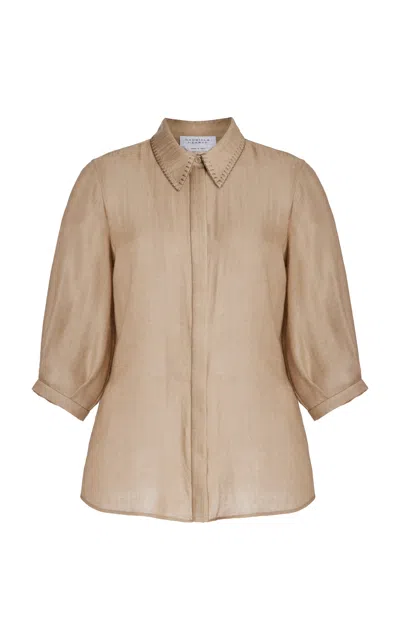 Shop Gabriela Hearst Hadley Blouse In Khaki Cashmere Wool