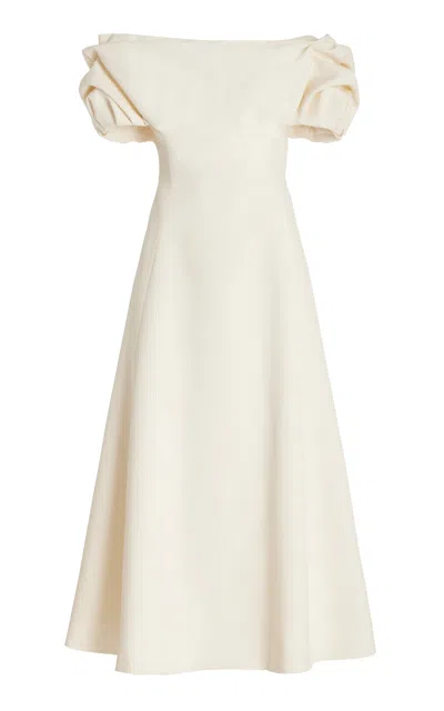 Shop Gabriela Hearst Gwyneth Dress In Ivory Silk Wool Cady