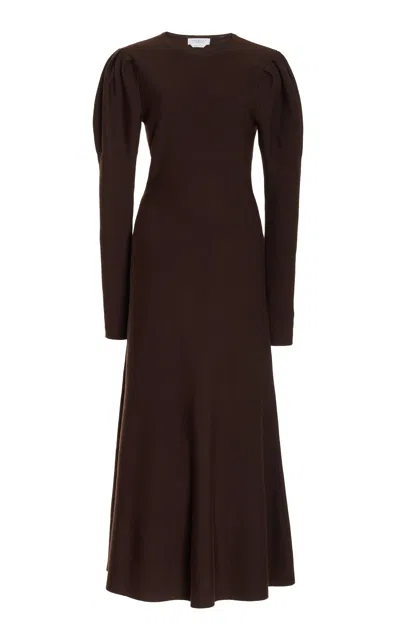 Shop Gabriela Hearst Hannah Dress In Chocolate Merino Wool