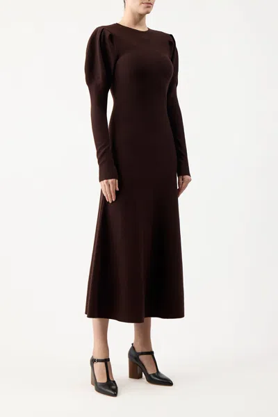 Shop Gabriela Hearst Hannah Dress In Chocolate Merino Wool