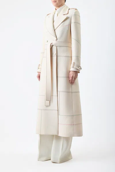 Shop Gabriela Hearst Hamilton Coat In Ivory Silk Wool Cady In White